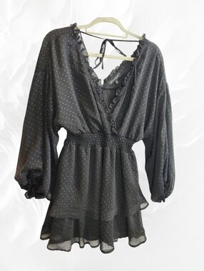 NWT Dynamite Textured Polka Dots Medium Flowy Dress A20